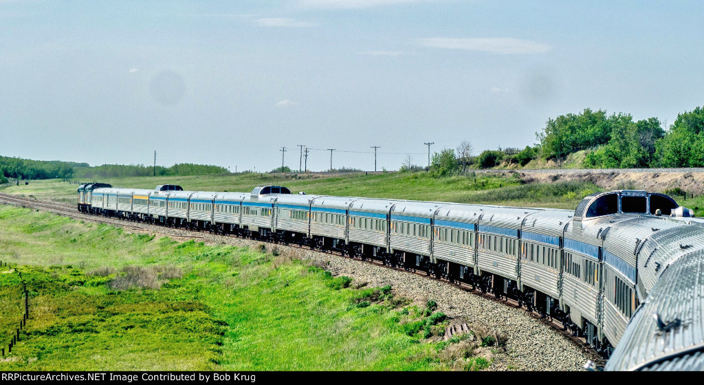 The westbound Canadian crossing the Saskatchewan prairie